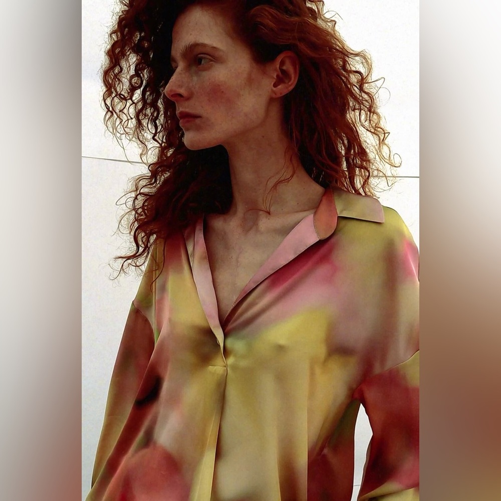 Zara tie dye satin effect blouse